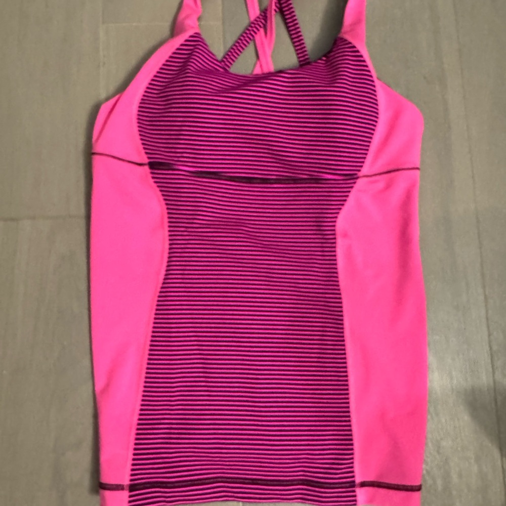 Lululemon Energy Tank in Hyper Stripe Raspberry